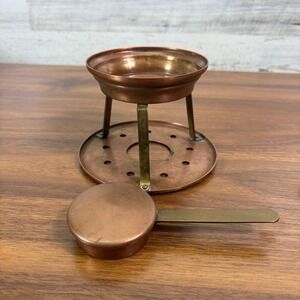 Vintage Stockli Netstal Swiss‎ Copper Fondue Burner and Copper Pan
